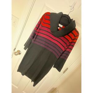 Dressbarn women’s sweater dress black with color stripes large